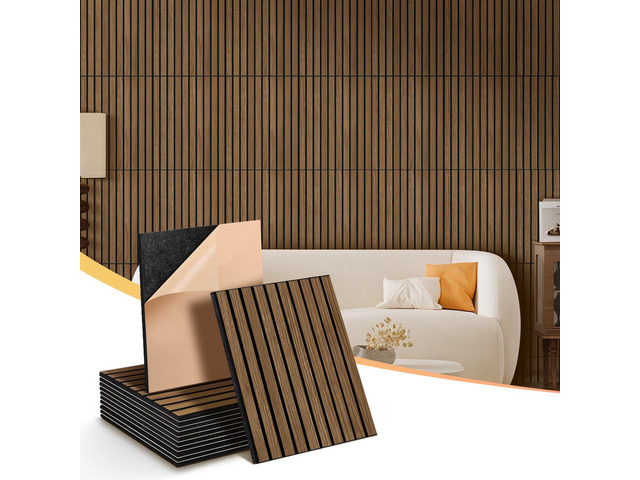 Acoustic Wall Panels 12 Pack,Covers 16 Sq Ft - 16'x12'x0.4' Self-Adhesive Walnut Soundproof Panels for Home Office & Recording Studio