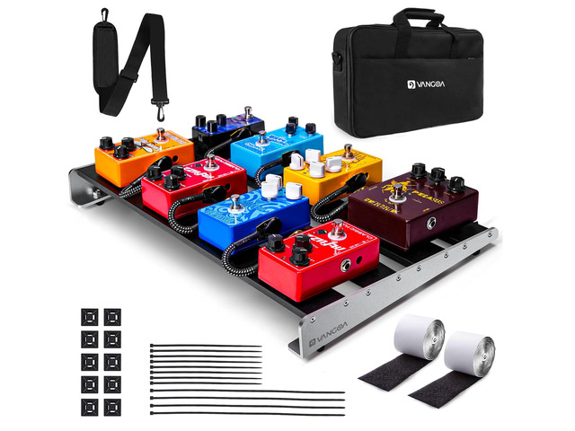 Guitar Pedal Board with Case, Aluminum Alloy Sturdy Pedalboard for 6-8 Powered Pedals for Electric Guitar with Pedal Tape, 18.1' x 11.8', 2.8 lb,...