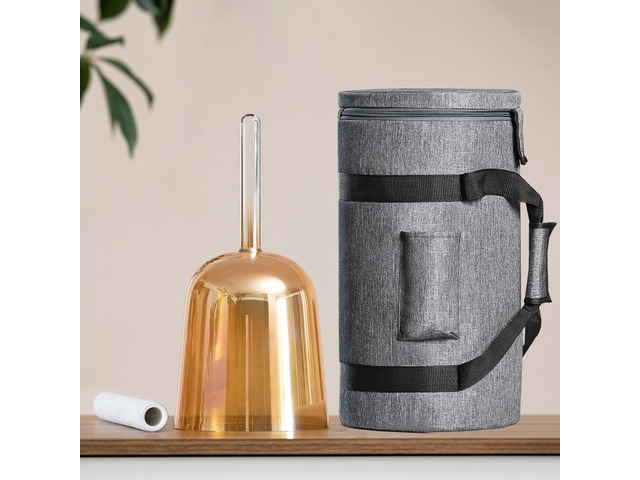 432HZ 6 Inch F Note Golden Tea Color Quartz Handle Singing Bowl with Carry Case Bag for Sound Healing and Meditation