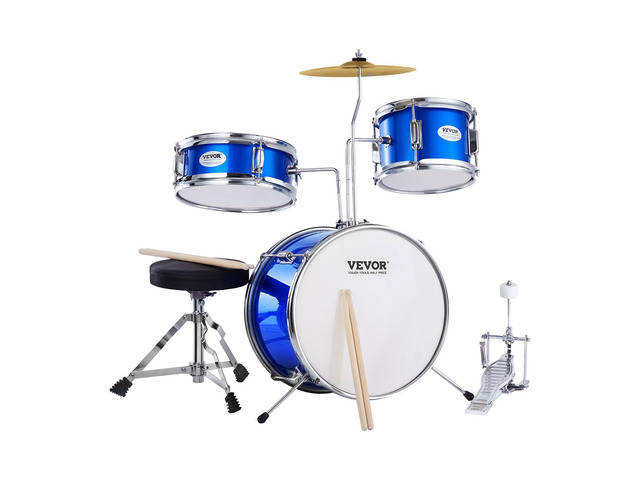Kids Drum Set, 3-Piece 14'' Beginner Drum Sets Junior Drums Set with Adjustable Throne, Two Pairs of Drumsticks, Cymbal, Pedal, Tom Snare Bass,...