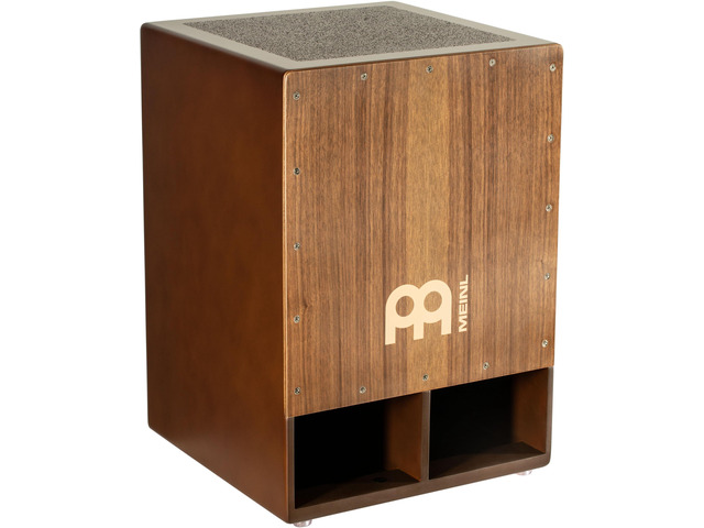 Bass Cajon Subwoofer Snare Sit-On Box Drum NOT MADE IN CHINA, Jumbo Size, Front Sound Ports, Walnut Frontplate, Silicone Feet For All Settings