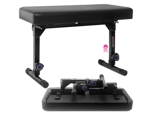 Foldable Dual Adjustable Piano Bench with Black Cushion Portable, Music Stool Seat, For Piano Keyboard Stand, Padded Cushion, For Musicians