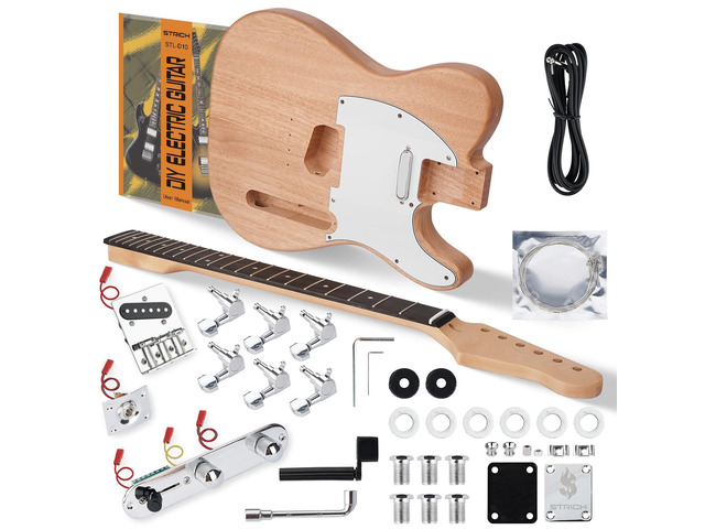 DIY Electric Guitar Kit, TL Style Mahogany Body & Maple Neck Guitar with SS Pickups, Easy to Assemble Kit with All Parts Included Build Your Own...