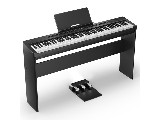 DEP-16A Beginner Digital Piano 88 Key Full Size Weighted Keyboard, Portable Electric Piano with 3-Pedal Unit