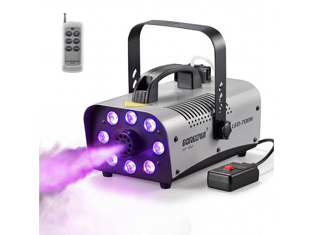 700W Fog Machine 8 RGB LED 3000 CFM Wireless Remote Smoke Maker 0.5L Tank, 9 Light Color and 3 Modes, Metal Body, Overheat Protection, Portable...