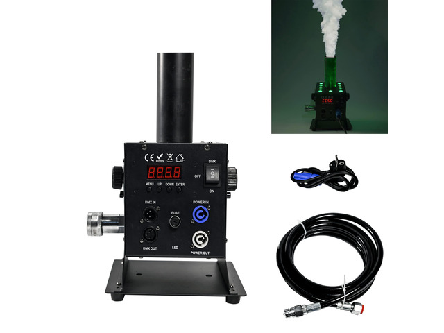 Digital CO2 Jet Machine 12LEDs RGB CO2 Fogger Smoke Cannon DMX512 Smoke Mister Machine Multi-angle Gas Column Fog Machine w/6m Hose, for DJ...