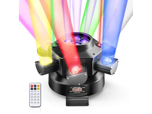 6 Arms Moving Head DJ Lights with Remote for Party Disco Bar Stage Wedding 150W RGBW 4-in-1 LED, DMX-512 & sound activation & remote control, Pro...