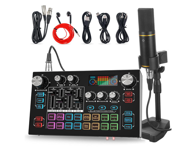 X7 Podcast Equipment Bundle with Vocal Remover for TikTok, YouTube 48V Phantom Power, XLR Condenser Mic, 4 Customizable Soundpads, 16-Level Noise...