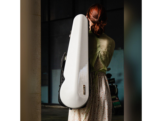 4/4 Full Size Violin case High-Strength Carbon Fiber Triangle Violin Music Bag With Combination Lock and Extra Bag White Violin Hard Case...
