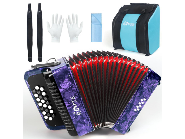 22 Key 8 Bass Accordion, Acordeones Para Adultos, Stable Pitch Polished 22 Key Accordions, Comfortable Sensitive to the Touch Button Accordion,...