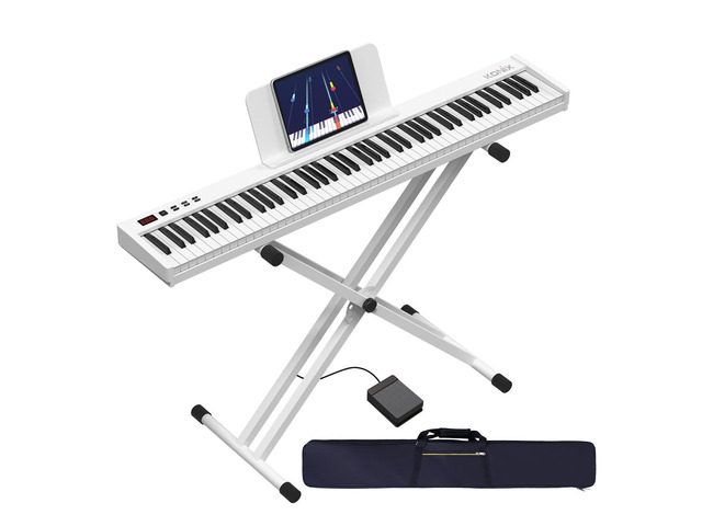 88 Key Semi Weighted Keyboard Piano, Full Size Digital Piano with Double X Stand, Portable Keyboard Piano for Beginner Include Sustain Pedal, Power...
