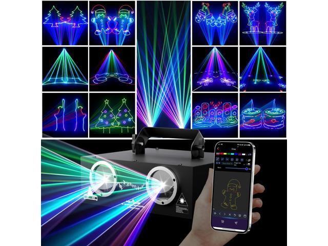 DJ Laser Light, APP Control, Laser Show Projector DMX Control Custom Text & Scenes Sound Activated RGB Effects for Party Club Stage Show...