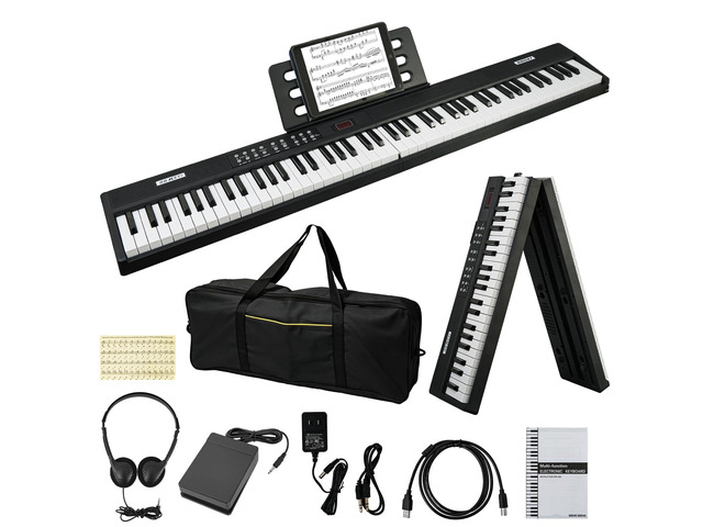 Foldable Piano Keyboard 88 Keys, Full Size Portable Digital Piano, Electric Piano Keyboard with Sustain Pedal, Carry Bag and Headphones for...