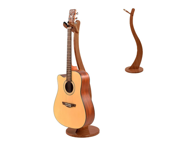 Wooden Guitar Stand Floor - Handmade Bamboo Guitar Music Stands for Acoustic Guitar Players, Wood Guitars Holder with Hanger for Electric Guitar,...
