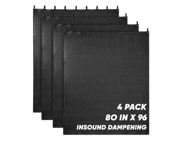 4 Pcs Extra Large Sound Absorbing Blanket 96x80, Sound Proof Curtain Heavy Duty, Effectively Absorbs Sound Waves, Thick Quilted Cotton Fabric,...