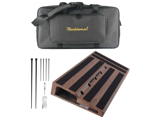 Wood Grain ABS 22'x11' Large Guitar Pedal Board with Carry Bag Built-in Power Supply Room, Cable Holes, Electric Guitar Effects Pedalboard Case...