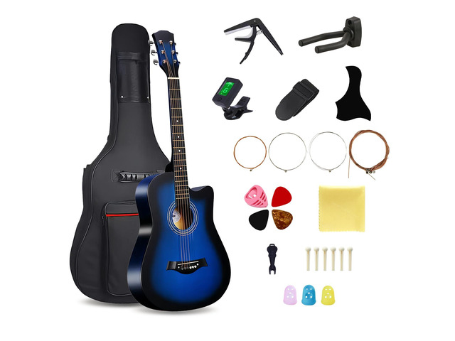 38inch Wood Acoustic Guitar for Adults, 6 Steel-String Acoustic Guitar With Bag and Elementary Tutorial of Folk Guitar for Beginners