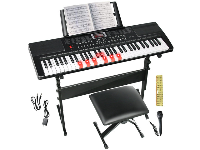 Keyboard Piano 61 Key Electric Piano Keyboard for Beginners/Professional, Portable Light Up Music Keyboard Built-in Dual Speakers with LED Display,...
