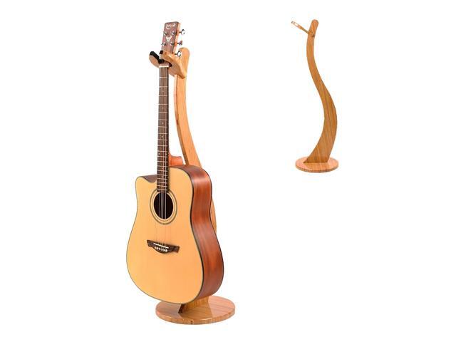 Wooden Guitar Stand Floor - Handmade Bamboo Guitar Music Stands for Acoustic Guitar Players, Wood Guitars Holder with Hanger for Electric Guitar,...
