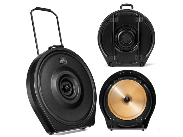 Upgrade Hard Cymbal Case with Wheels, Rolling Cymbal Vault with Foam Washers Fits Up to 7 * 22' Cymbals, Drum Cymbal Bags with Pull Handle (PE-22),...