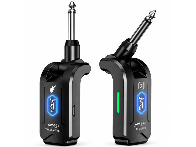 5.8GHz Wireless Guitar Transmitter Receiver 4 Channel Rechargeable Cordless Guitar System 65ft Long Range Superior to 2.4GHz Anti-Interference for...