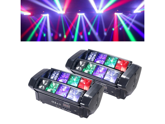 LED Mini Spider Moving Head Light 8x5W Beam Stage Lights RGBW Sound Activated DMX-512 Control for DJ Party Bar Disco Show Wedding Event Stage Lighting
