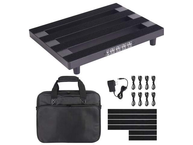 14'x 10.6' Guitar Pedal Board with Built-in Power Supply 8 DC Outputs, Includes Carry Case & Mounting Tapes, Aluminum Alloy Material, Lightweight