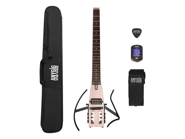Anygig Travel Electric Guitar Headless Portable Ultra-Light and Quiet, Full-Scale 25.5 Rosewood Fingerboard, glow humbucker, Gig Bag, Removable...