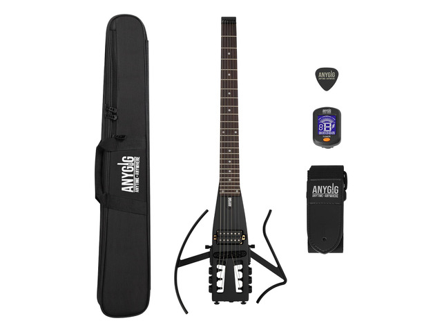 Anygig Travel Electric Guitar Headless Portable Ultra-Light and Quiet, Full-Scale 25.5 Rosewood Fingerboard, Glow Humbucker, Gig Bag, Removable...