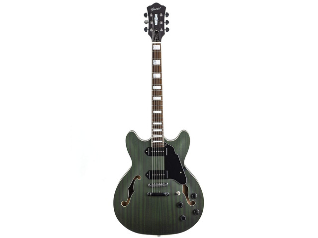 Electric Guitar Semi-Hollow Body Guitar matte finished P90 Pickups (Green)