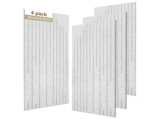 Acoustic Wall Panels Sound Absorbing Panels Noise Reducing for Walls 4 Pack 47*24 Inch High Density Self-Adhesive Sound Proof Panels Intermittent...