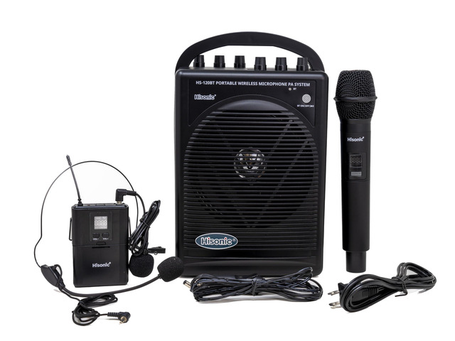 HS120BT HL Portable PA System with Wireless Microphones and Lithium Rechargeable Battery and Car Cable Bluetooth Connected with Cell Phones and...