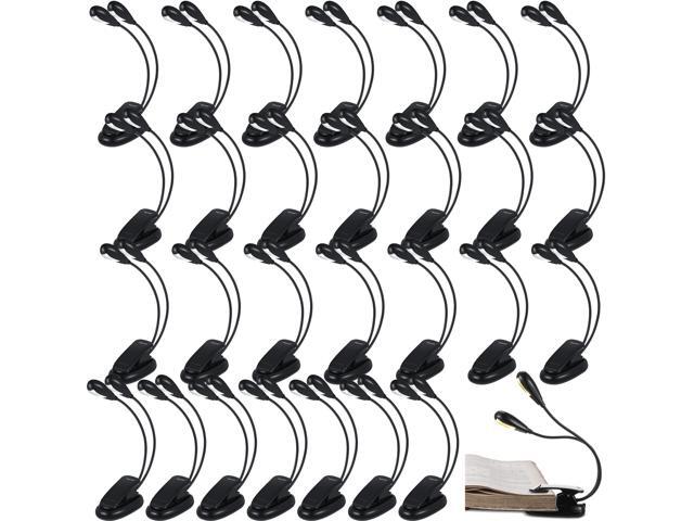 28 Pcs Music Stand Light Bulk Clip on LED Book Lights USB and AAA Battery Operated, Brightness Dual Arm Clip Lamp, Rechargeable for Eye...