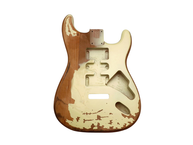 Relic Electric Guitar Body ST Style Nitro Alder DIY Guitar Body H-S-H Route, Relic Cream Yellow