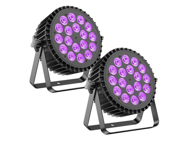 18x10W LED Stage Lights, RGB+UV Par Light with DMX512 & Sound Active Control, Professional Uplights for Halloween, Wedding, DJ, Club, Party, Live...