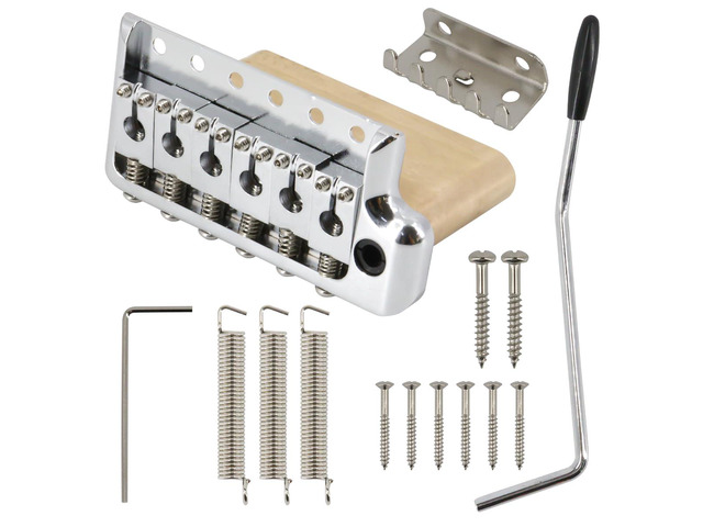 Tremolo Bridge for PRS Style Electric Guitar, 52.5mm Full Solid Brass 6-Screws Tremolo Bridge (Silver)