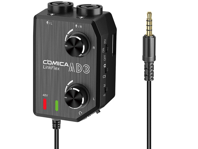 LINKFLEX. AD3 2-Channel XLR/3.5mm/6.35mm Microphone Audio Mixer Preamp with Phantom Power, Real-time Monitoring, Guitar Audio Interface Microphone...