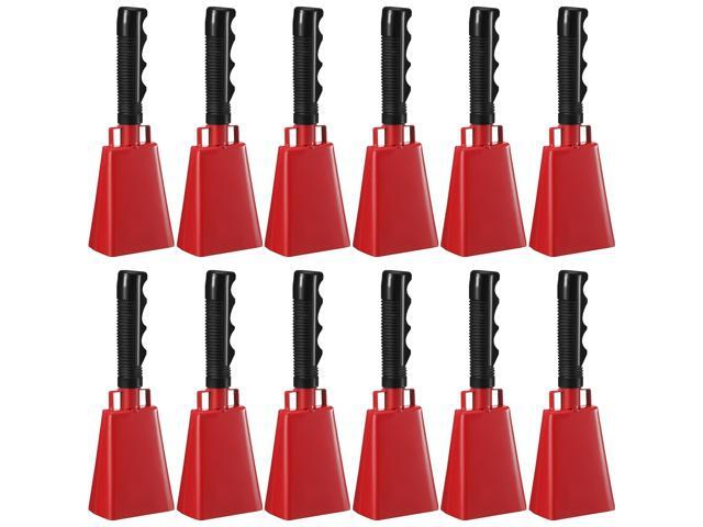 12 Pcs 10 Inch Cowbells with Handle Noise Makers,Red Metal Cowbell at Sporting Events Football Games, Handheld Noisemakers for Wedding Party...