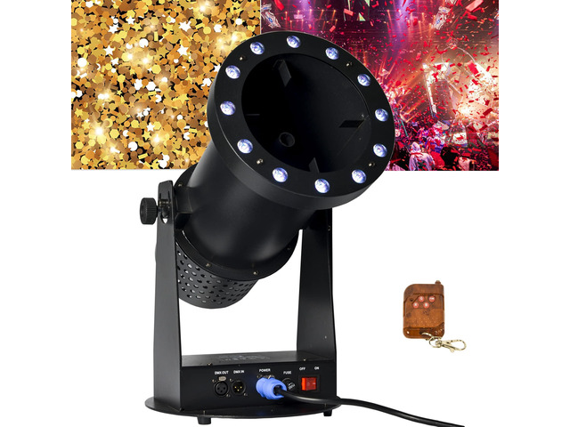1500W Professional Confetti Machine RGB 12LEDs Cannon Machine Electric Confetti Launcher Confetti Tubes W/Wireless Remote & DMX, for Special Event,...