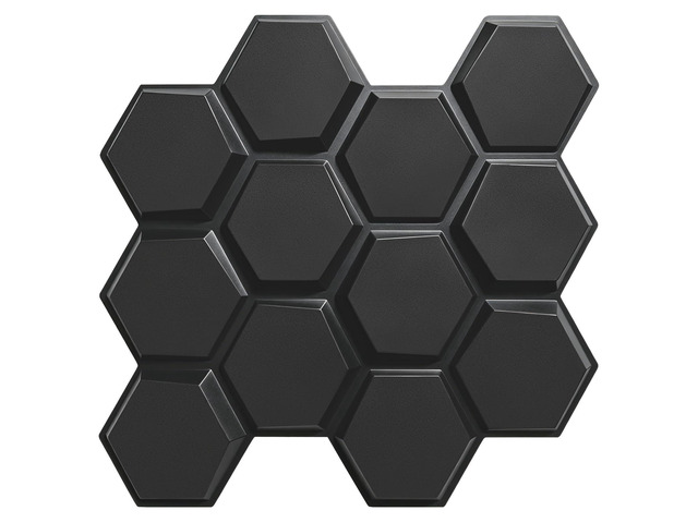 Hexagon Acoustic Sound Diffuser Panels, 19.7 X 19.7 X 0.9 inches 12 Pcs Black PVC Plastic 3D Wall Panel, Recording Studio Acoustical Treatment...
