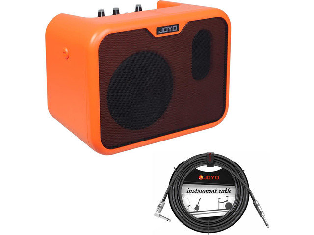 10W Small Acoustic Guitar Amplifier with 15ft Guitar Cable Portable Mini Practice Amp Battery Powered Combo Dual Channel (CMA-10A)