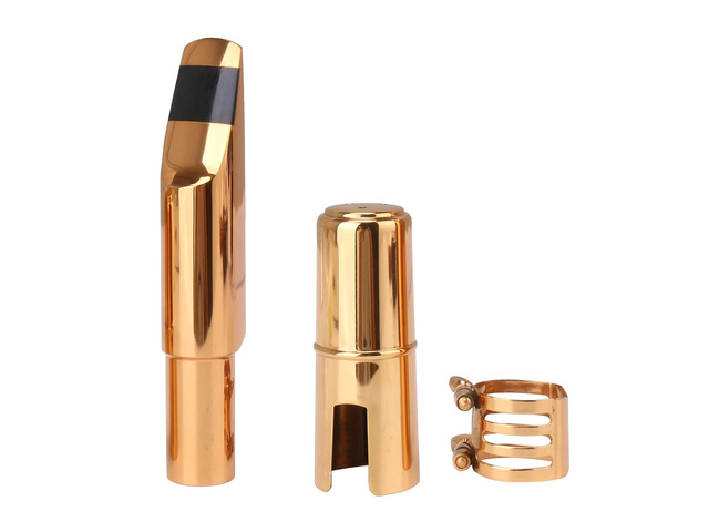 Brass Baritone Sax Mouthpiece with Ligature & Cap #6 Golden Replacement for baritone saxophone