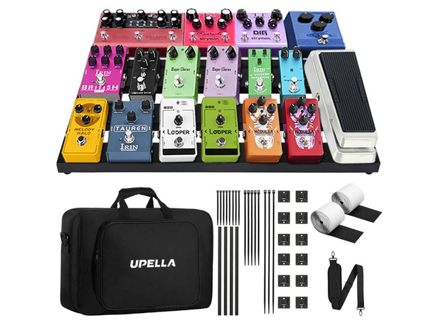 Guitar Pedal Board Aluminum Guitar Effect Pedal Board 18'' x 12.5'' Guitar Effects Pedalboard Accessories with Carrying Bag