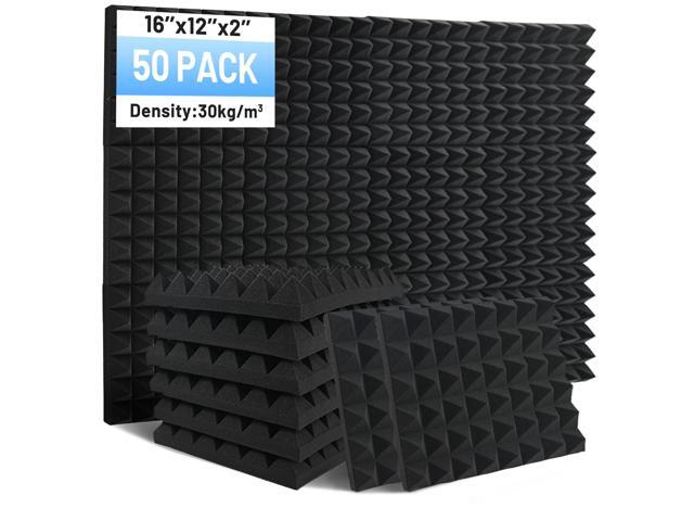 50 Pack Sound Proof Foam Panels for Walls, 12' X 16' X 2' Pyramid Acoustic Foam Panels 30 kg/mÂ³ High Density Noise Reduction Soundproof Wall Panels...