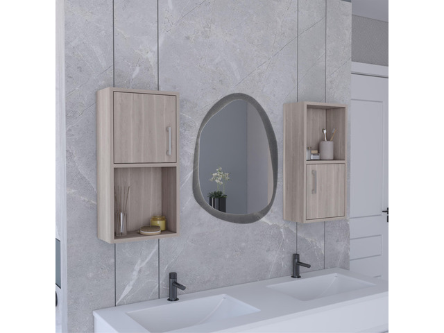 Oba 2-Pc Wall-Mounted Bathroom Medicine Cabinet with Open and Closed Storage