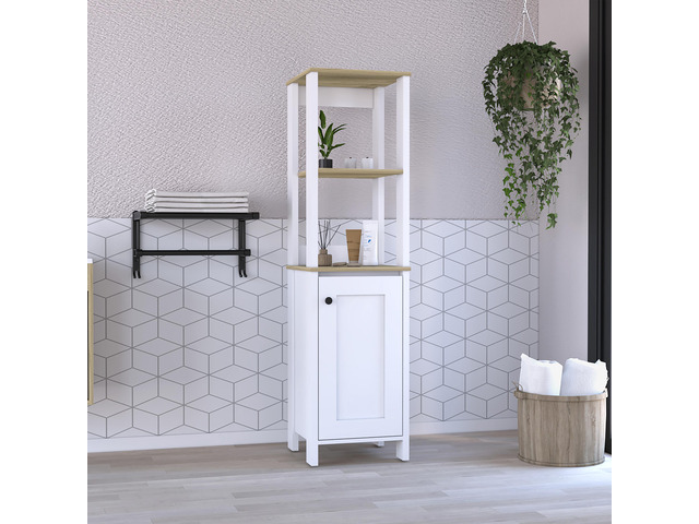 St. Clair Linen Cabinet, Two Interior Shelves, Two Open Shelves, Single Door