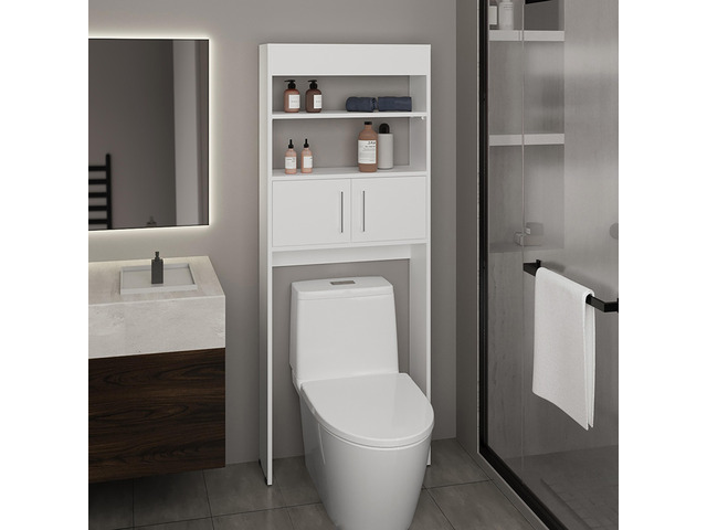 Madrid Over The Toilet Cabinet, Double Door, Two Shelves White
