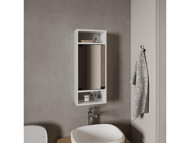 Uros Wall-Mounted Mirror Medicine Cabinet With One Door And Interior Storage Shelves, White
