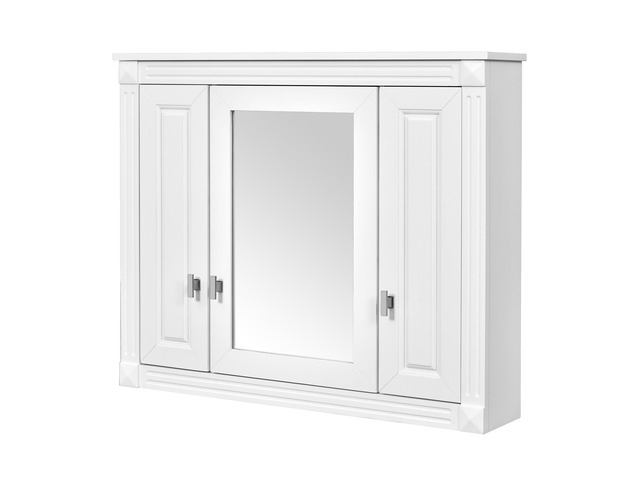Bathroom Wall Cabinet with Mirror, Wall Mounted Medicine Cabinet with 5 Shelves, Mirrored Door Over Toilet Storage Cabinet, White