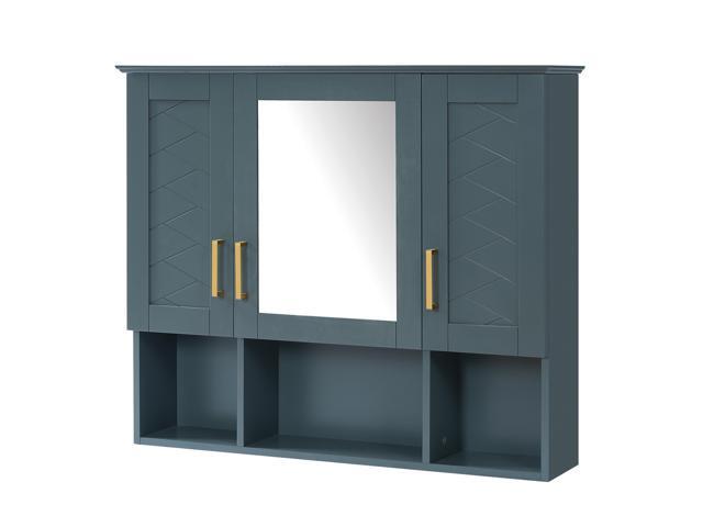 35 inch 2-in-1 Wall Mounted Medicine Cabinet with Adjustable Shelves & Soft Close Doors, High-Define Mirror with Storage for Bathroom Vanity